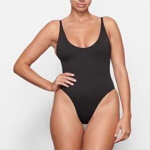 SKIMS Recycled Swim Scoop Neck One Piece Swimsuit Onyx Black NWT Size XL $90
